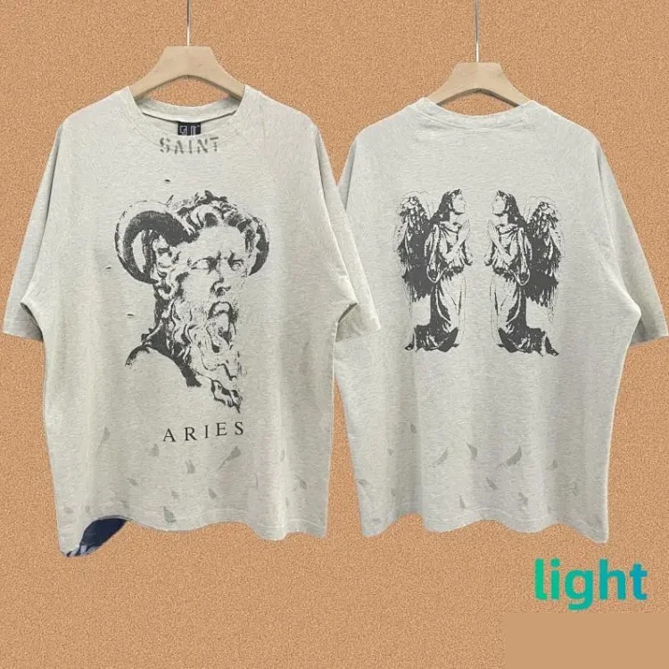 SAINT OF MICHAEL American street retro washed heavy short-sleeved T-shirt summer