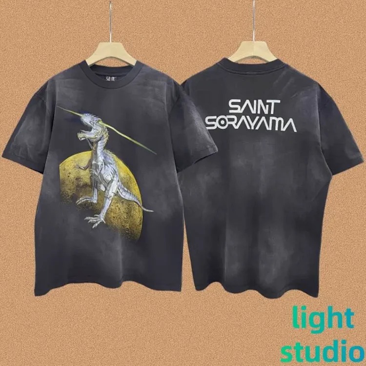 SAINT OF MICHAEL American street retro washed heavy short-sleeved T-shirt summer