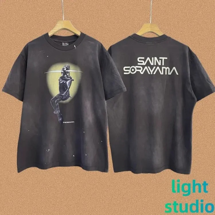 SAINT OF MICHAEL American street retro washed heavy short-sleeved T-shirt summer