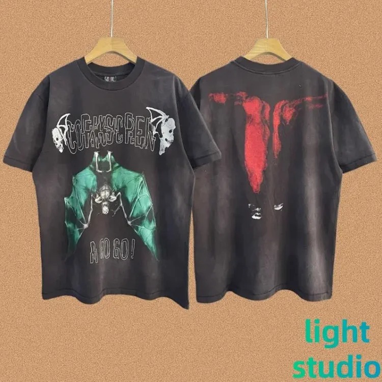 SAINT OF MICHAEL American street retro washed heavy short-sleeved T-shirt summer