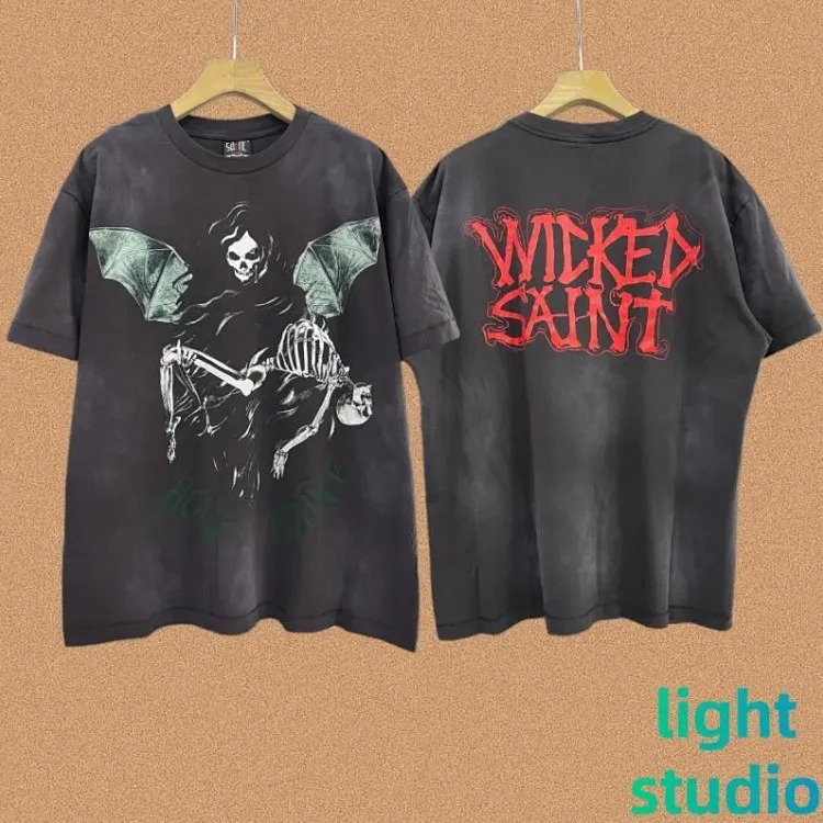 SAINT OF MICHAEL American street retro washed heavy short-sleeved T-shirt summer