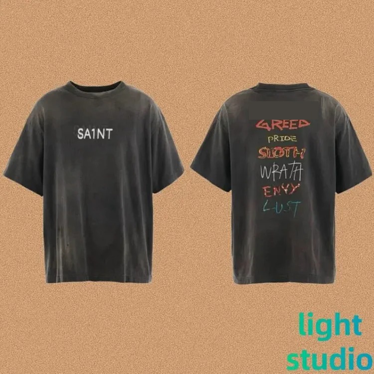 SAINT OF MICHAEL American street retro washed heavy short-sleeved T-shirt summer