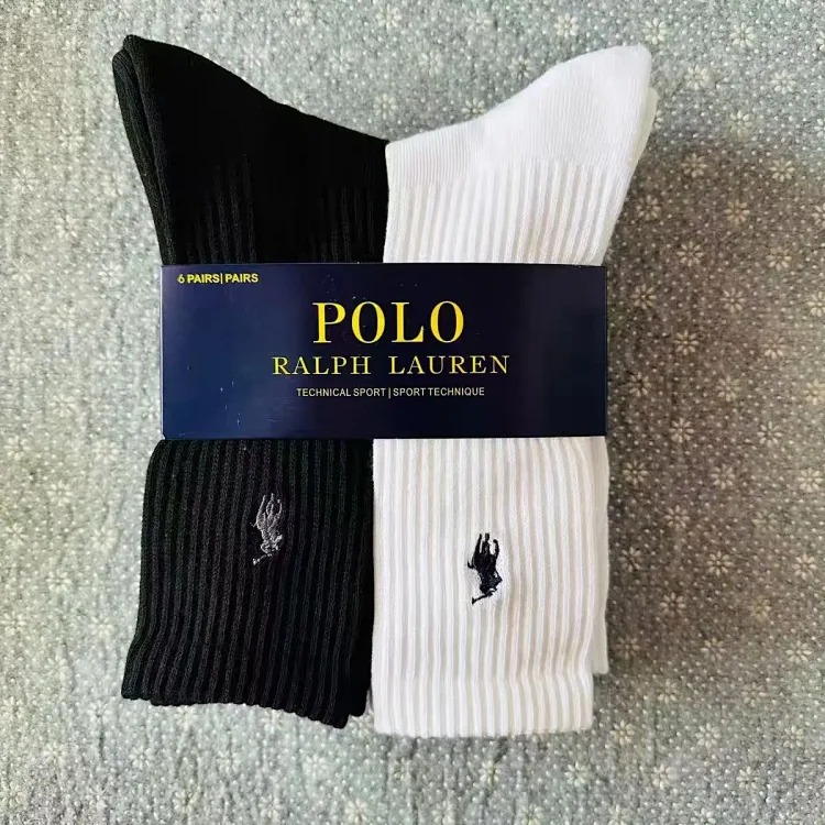 Horse towel bottom embroidery 6 pairs of original single men's socks foreign trade classic ship medium tube high tube