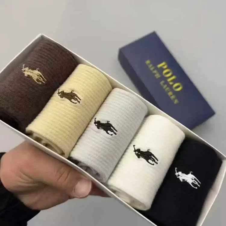 Horse towel bottom embroidery 6 pairs of original single men's socks foreign trade classic ship medium tube high tube
