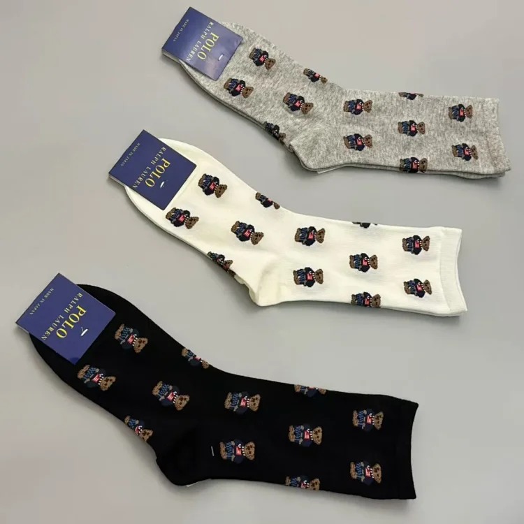 Horse towel bottom embroidery 6 pairs of original single men's socks foreign trade classic ship medium tube high tube