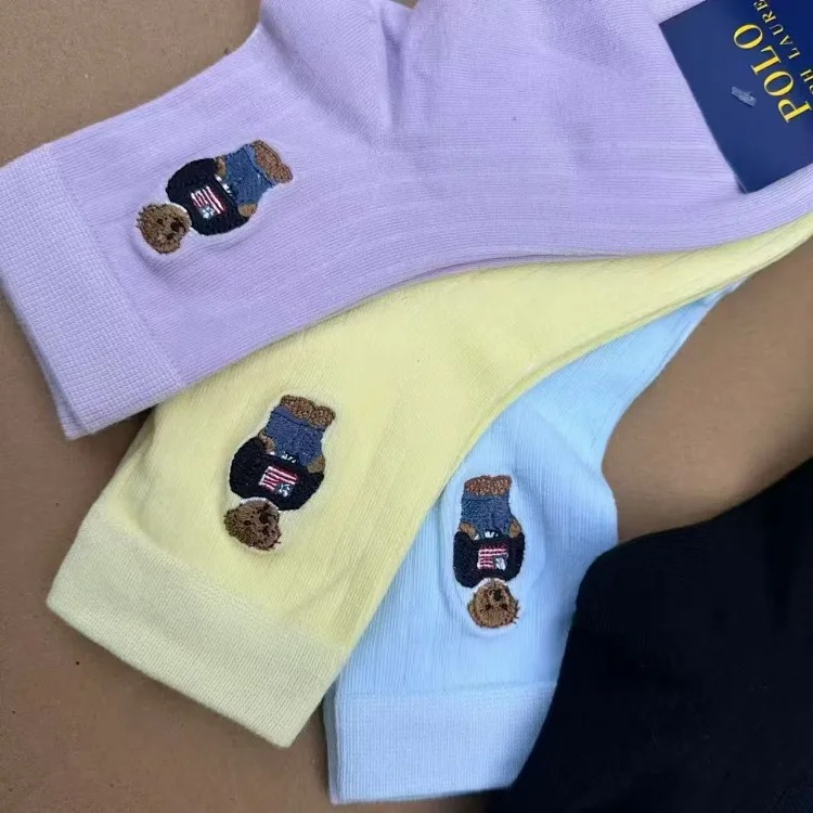 Horse towel bottom embroidery 6 pairs of original single men's socks foreign trade classic ship medium tube high tube