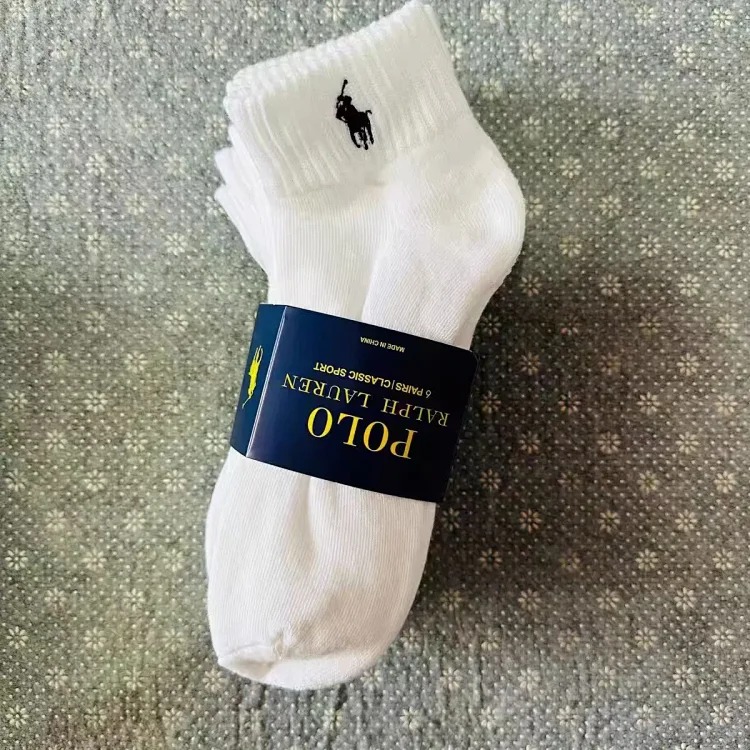 Horse towel bottom embroidery 6 pairs of original single men's socks foreign trade classic ship medium tube high tube