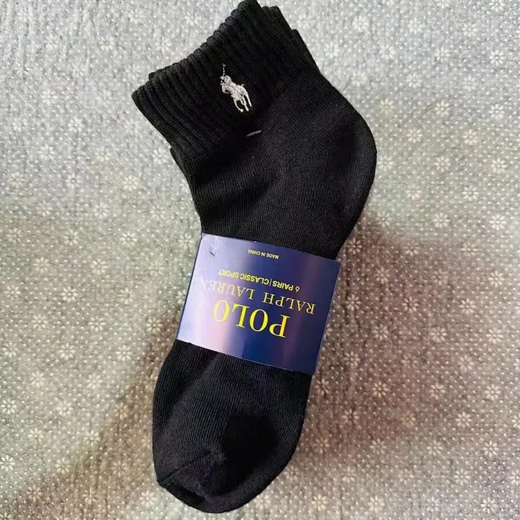 Horse towel bottom embroidery 6 pairs of original single men's socks foreign trade classic ship medium tube high tube