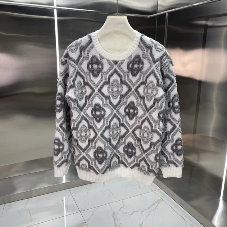 Knitted sweater short sleeve jacquard cardigan