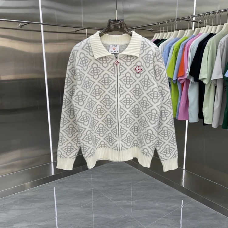 Knitted sweater short sleeve jacquard cardigan