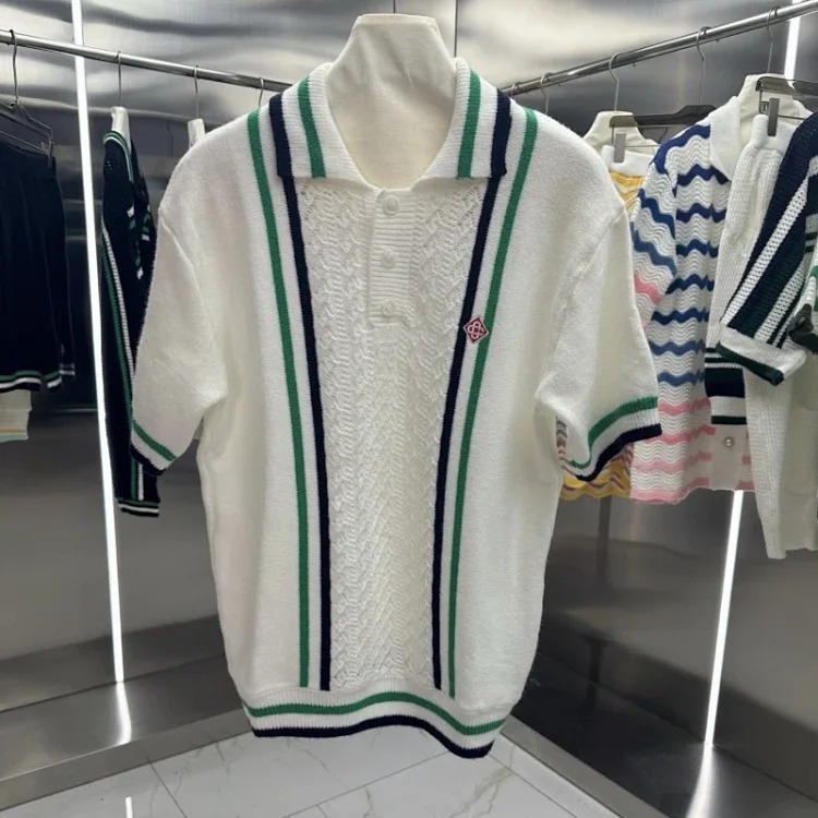 Knitted sweater short sleeve jacquard cardigan