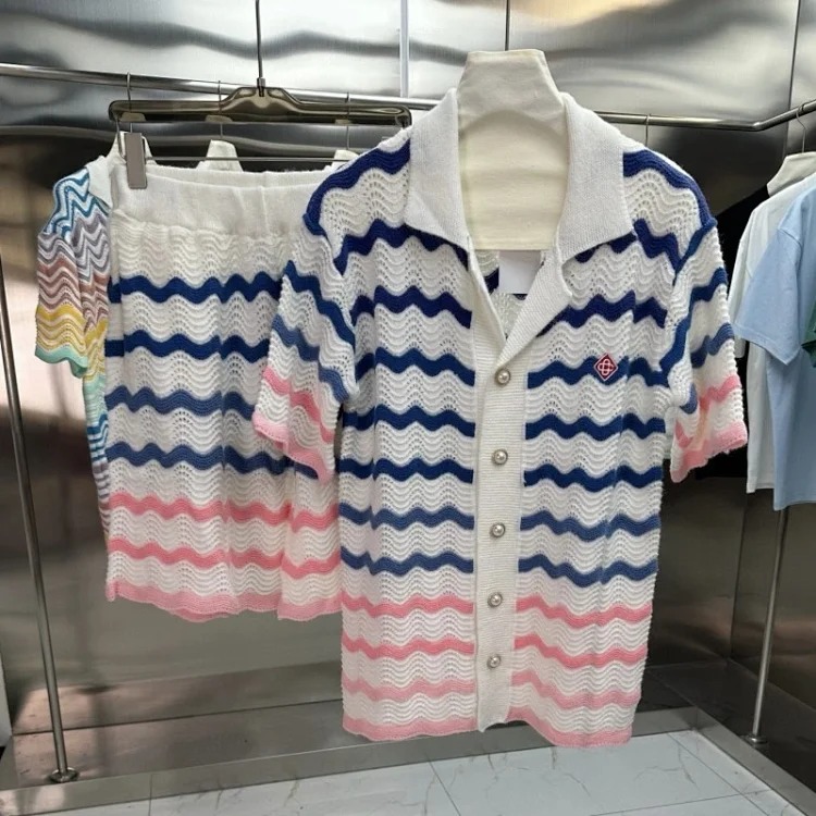 Knitted sweater short sleeve jacquard cardigan