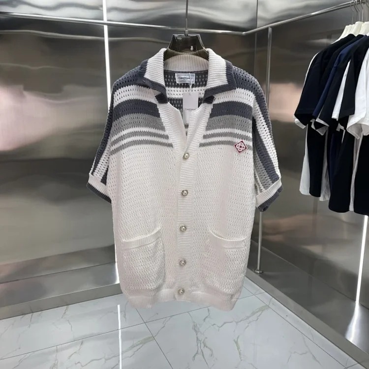 Knitted sweater short sleeve jacquard cardigan