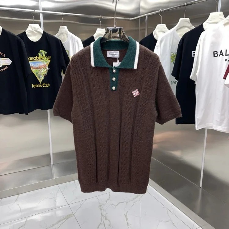 Knitted sweater short sleeve jacquard cardigan