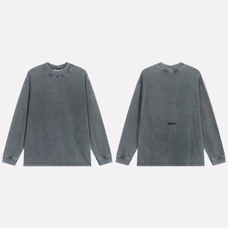 1996 hot diamond letter printed washed distressed light luxury long-sleeved T-shirt