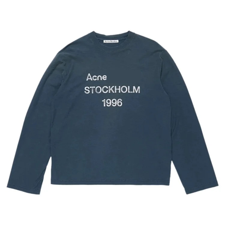 1996 hot diamond letter printed washed distressed light luxury long-sleeved T-shirt