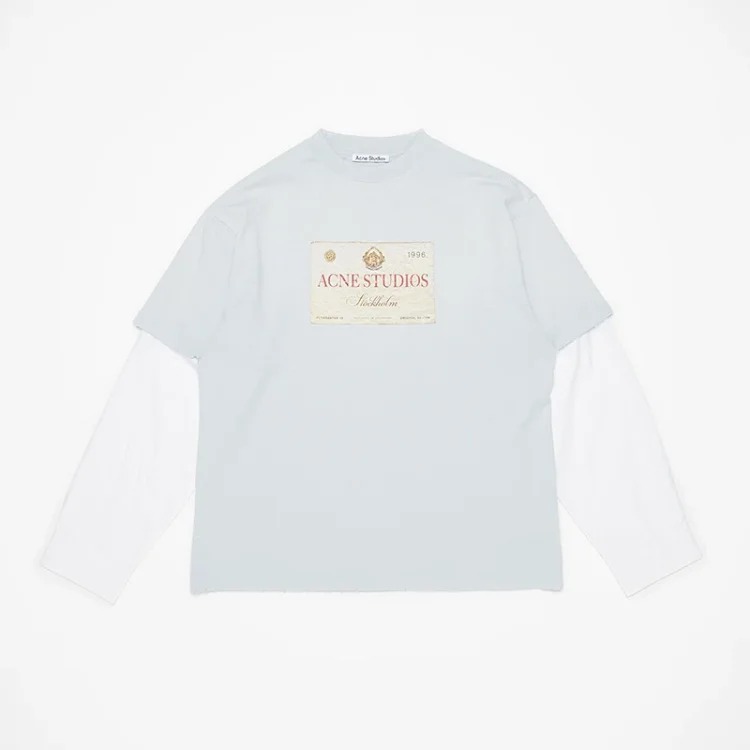 1996 hot diamond letter printed washed distressed light luxury long-sleeved T-shirt