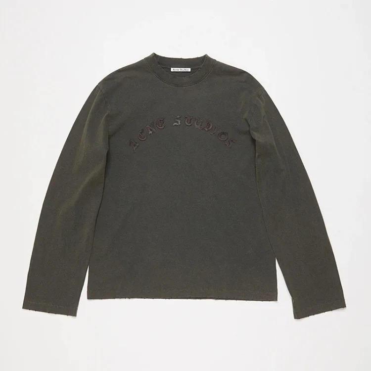 1996 hot diamond letter printed washed distressed light luxury long-sleeved T-shirt