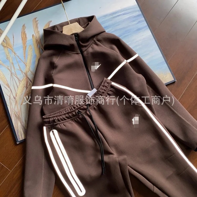 More styles available. See store categories.Reflective knitted hooded zip-up sweatshirt track jacket sweatpants FZ0754