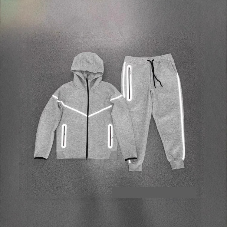 More styles available. See store categories.Reflective knitted hooded zip-up sweatshirt track jacket sweatpants FZ0754