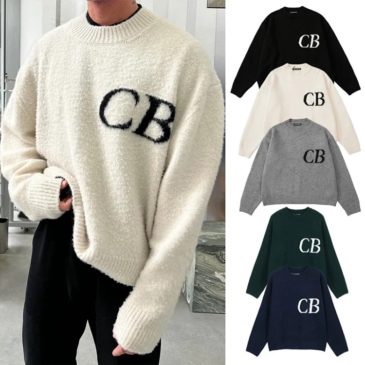 CB letter jacquard loose couple American fashion brand men's and women's knitted sweater