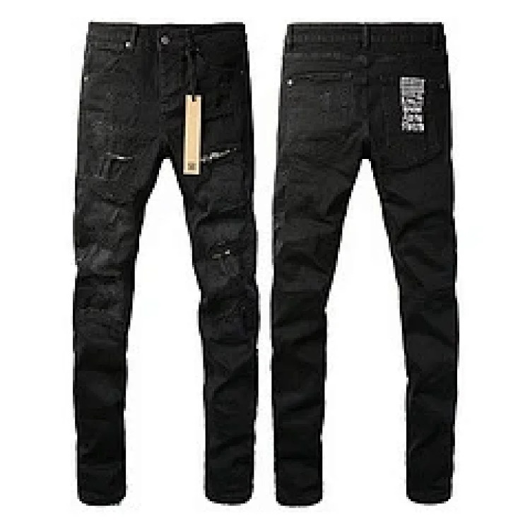 Jeans straight leg ripped stretch casual men's trousers