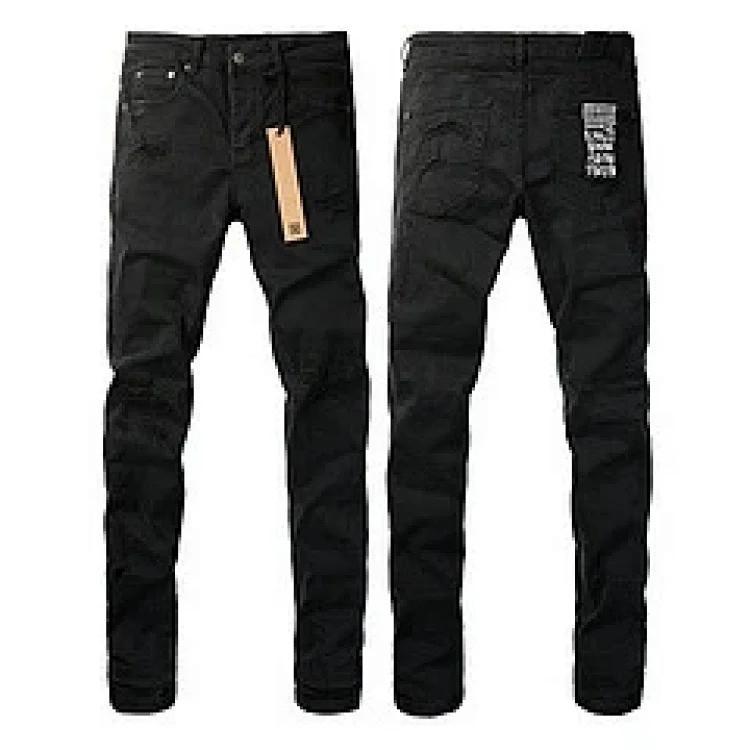 Jeans straight leg ripped stretch casual men's trousers