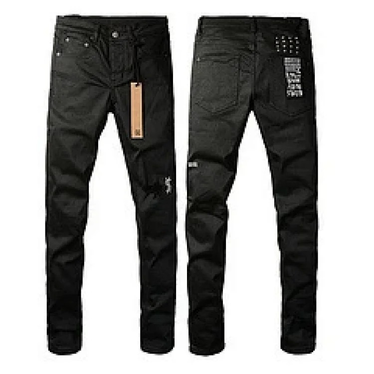 Jeans straight leg ripped stretch casual men's trousers
