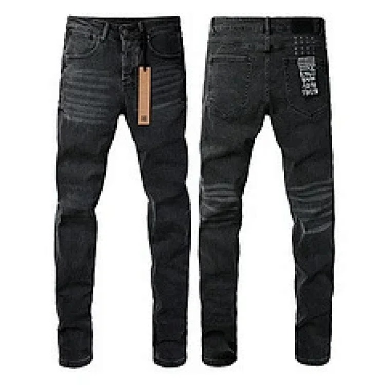 Jeans straight leg ripped stretch casual men's trousers