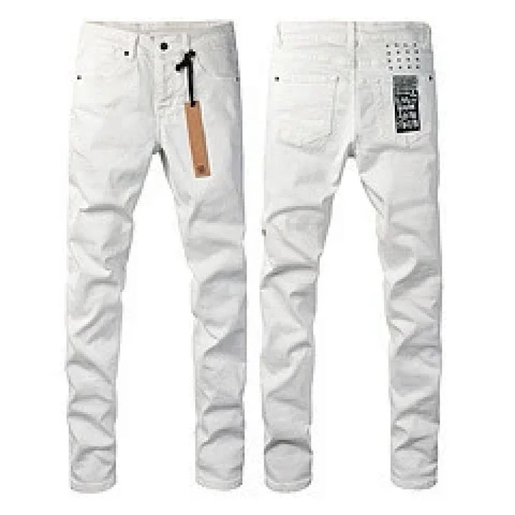 Jeans straight leg ripped stretch casual men's trousers