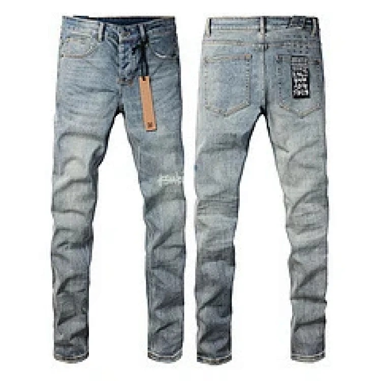 Jeans straight leg ripped stretch casual men's trousers
