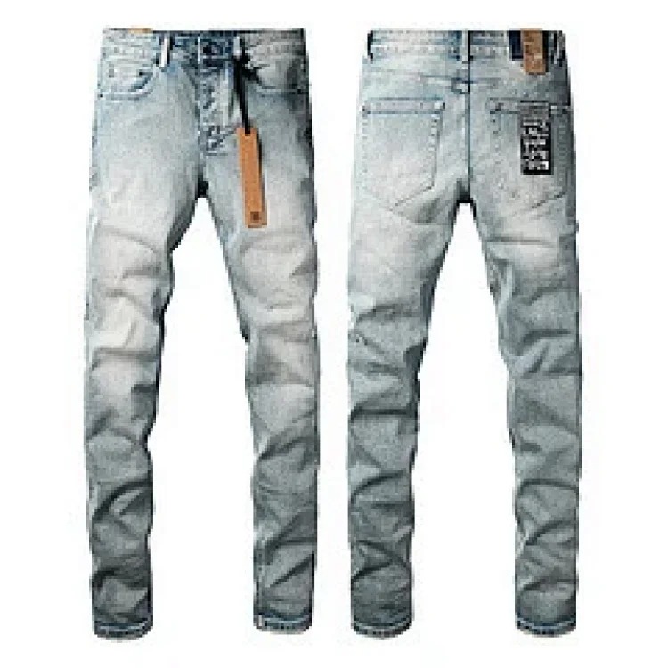 Jeans straight leg ripped stretch casual men's trousers