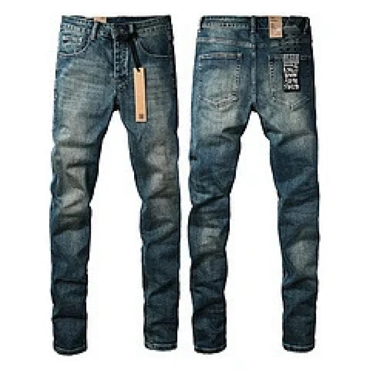 Jeans straight leg ripped stretch casual men's trousers