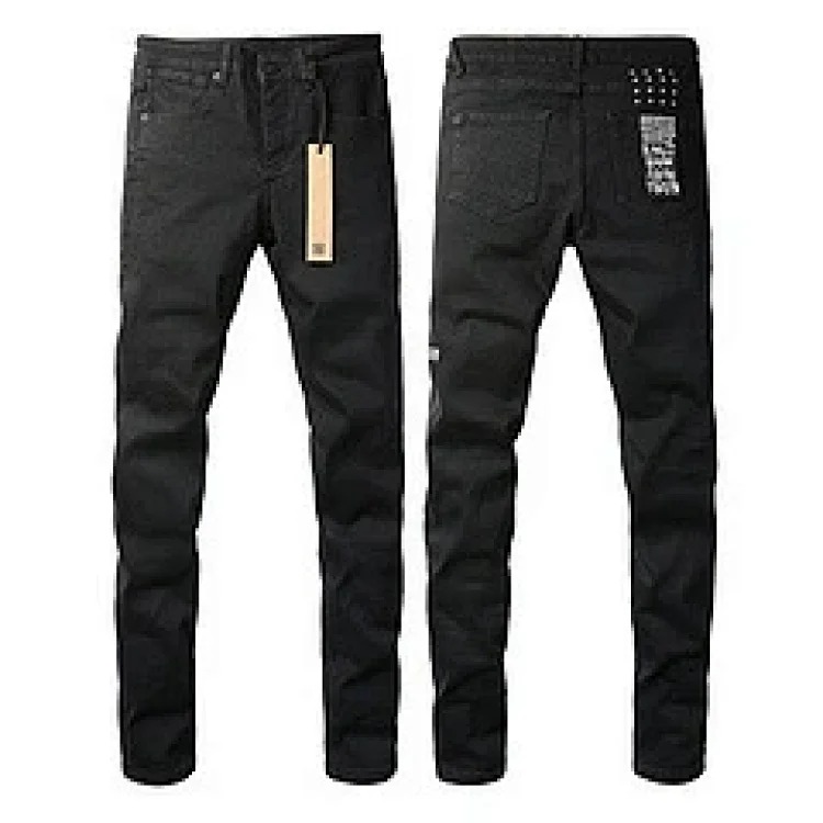 Jeans straight leg ripped stretch casual men's trousers