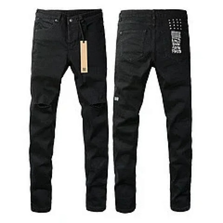 Jeans straight leg ripped stretch casual men's trousers