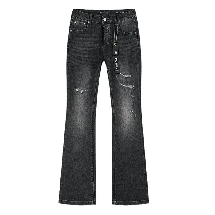 PURPLE BRAND JEANS American fashion high street men's casual ripped denim trousers with slim fit design