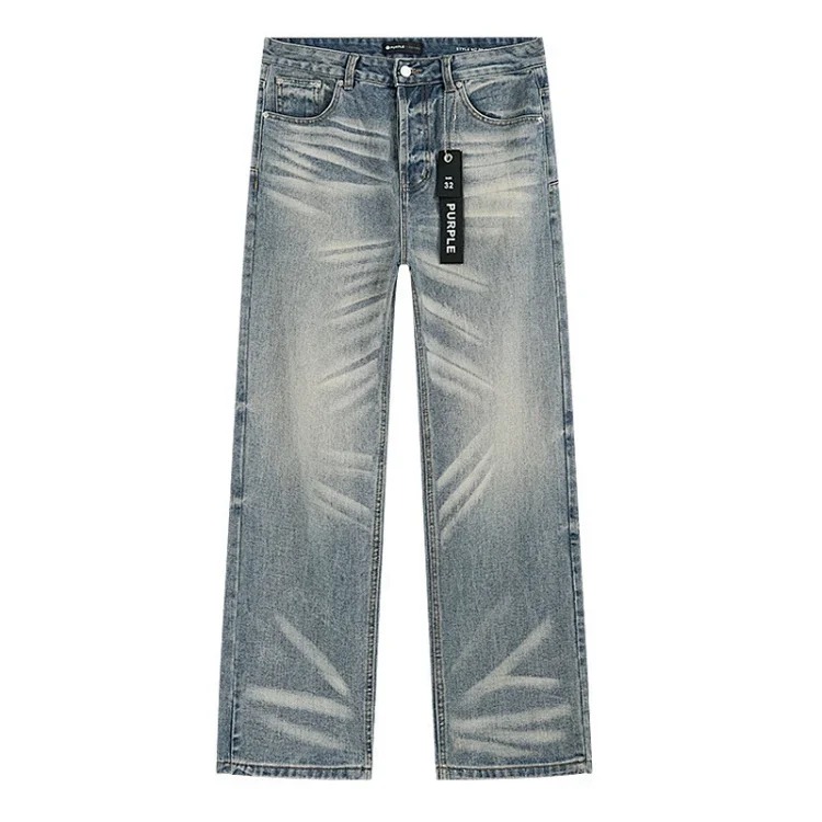 PURPLE BRAND JEANS American fashion high street men's casual ripped denim trousers with slim fit design