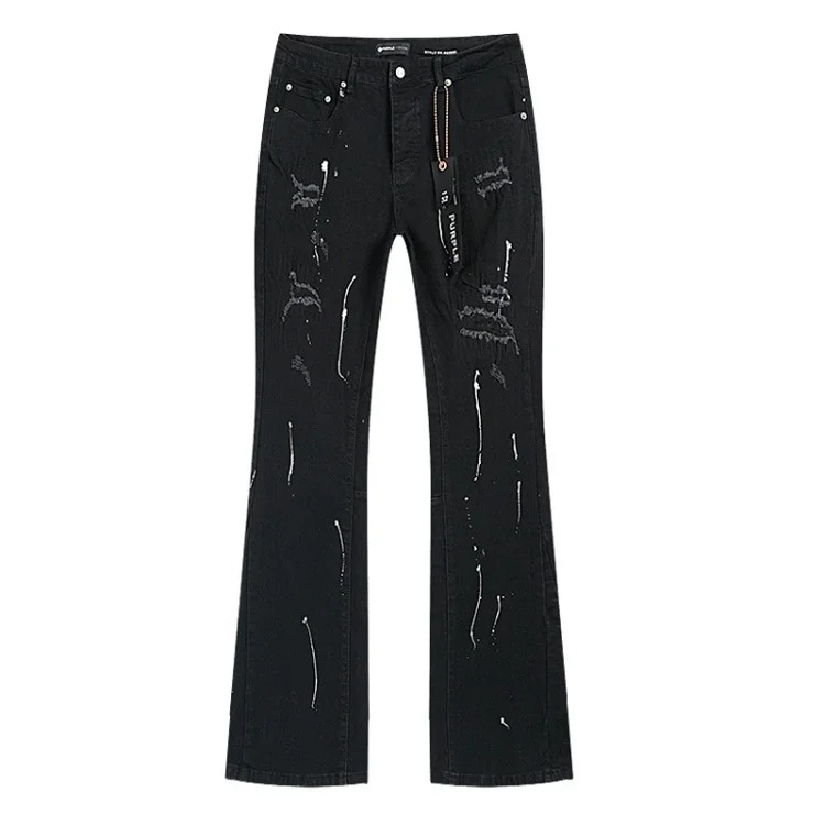 PURPLE BRAND JEANS American fashion high street men's casual ripped denim trousers with slim fit design