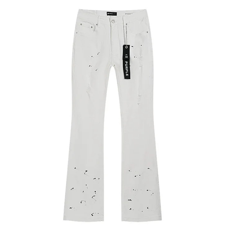 PURPLE BRAND JEANS American fashion high street men's casual ripped denim trousers with slim fit design