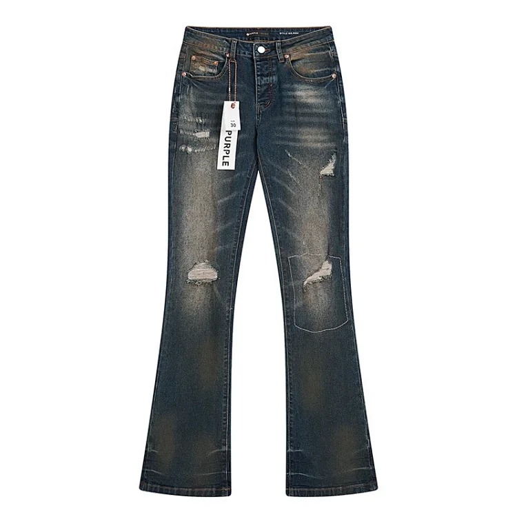 PURPLE BRAND JEANS American fashion high street men's casual ripped denim trousers with slim fit design