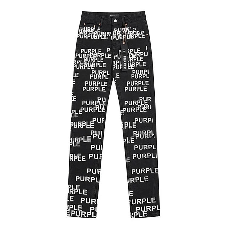 PURPLE BRAND JEANS American fashion high street men's casual ripped denim trousers with slim fit design