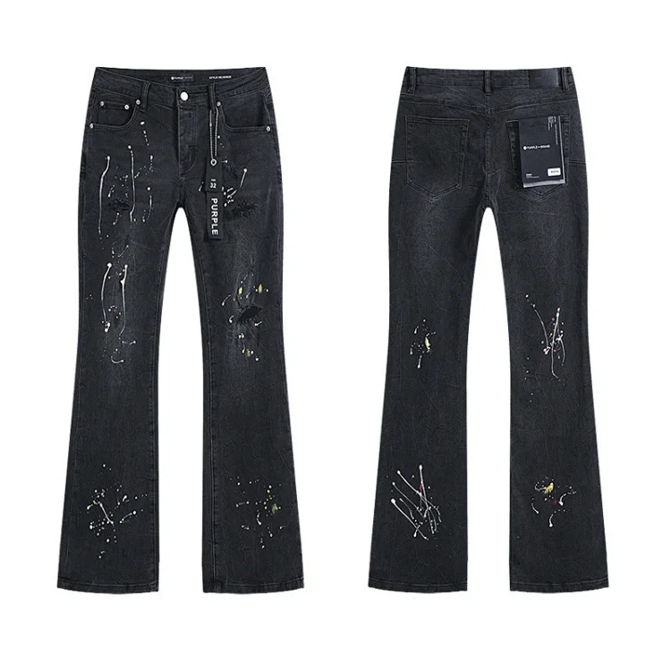 PURPLE BRAND JEANS American fashion high street men's casual ripped denim trousers with slim fit design