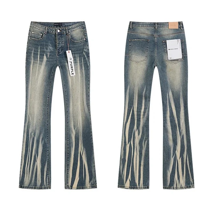 PURPLE BRAND JEANS American fashion high street men's casual ripped denim trousers with slim fit design