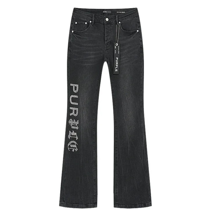 PURPLE BRAND JEANS American fashion high street men's casual ripped denim trousers with slim fit design