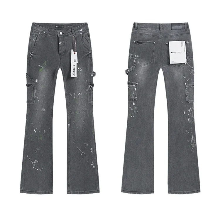 PURPLE BRAND JEANS American fashion high street men's casual ripped denim trousers with slim fit design