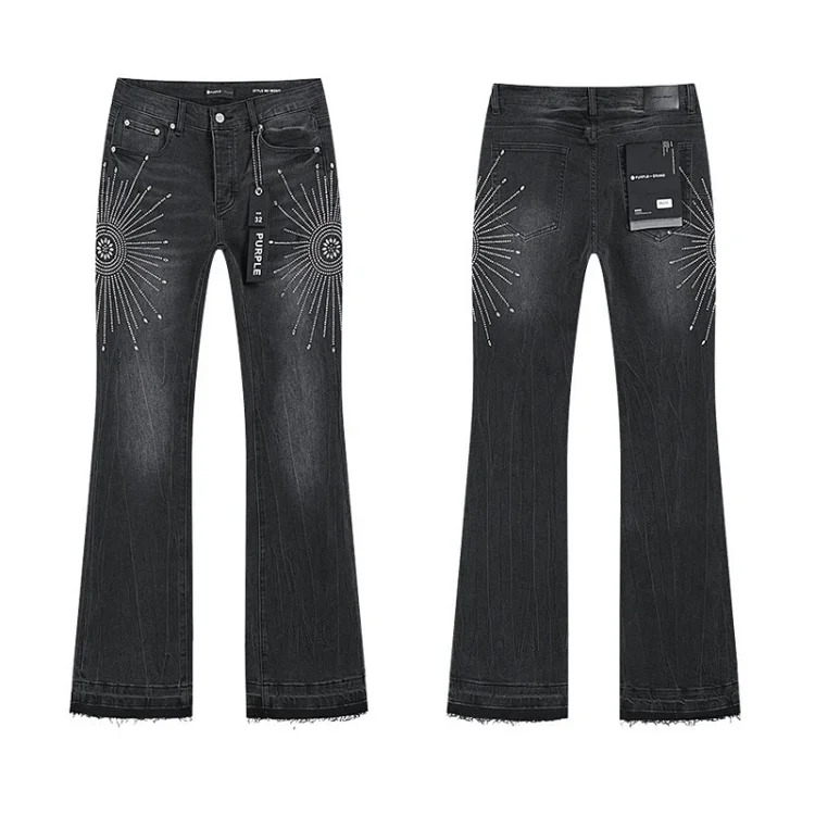 PURPLE BRAND JEANS American fashion high street men's casual ripped denim trousers with slim fit design