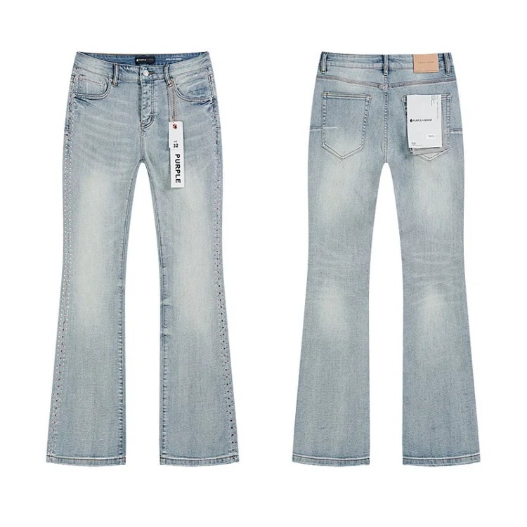 PURPLE BRAND JEANS American fashion high street men's casual ripped denim trousers with slim fit design