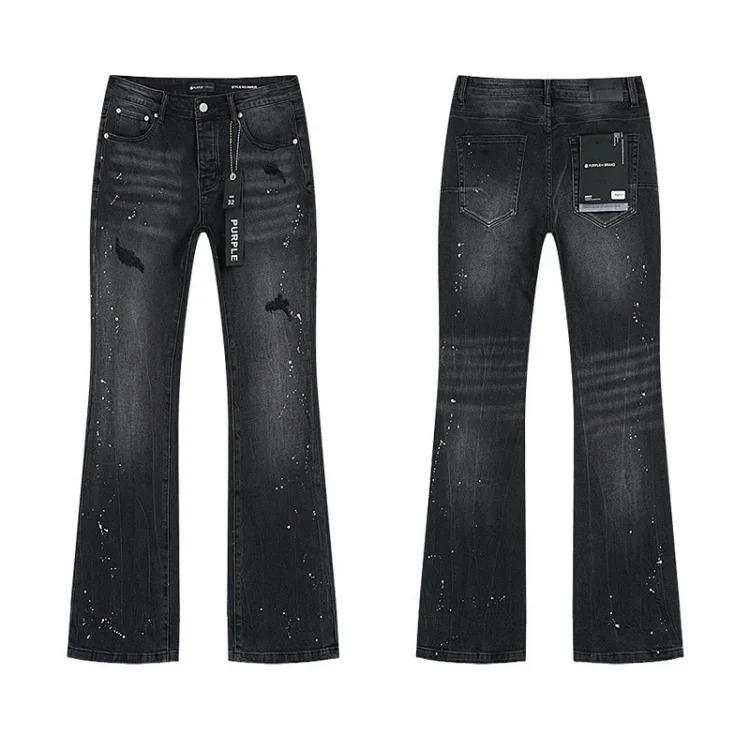 PURPLE BRAND JEANS American fashion high street men's casual ripped denim trousers with slim fit design