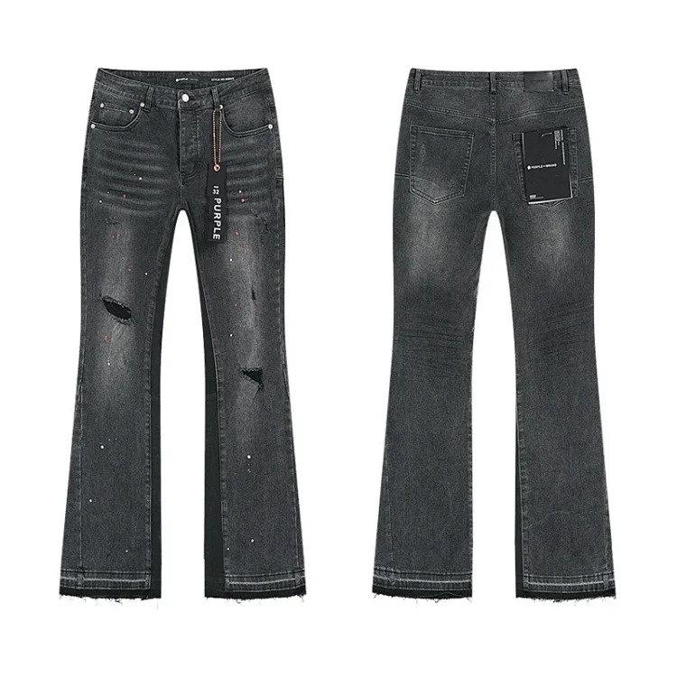 PURPLE BRAND JEANS American fashion high street men's casual ripped denim trousers with slim fit design