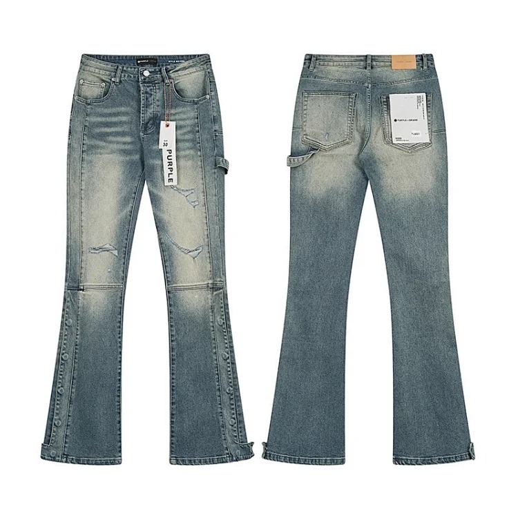 PURPLE BRAND JEANS American fashion high street men's casual ripped denim trousers with slim fit design
